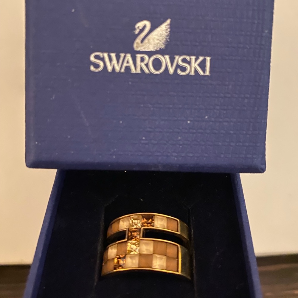 Swarovski Gold Architectural Ring - image 1